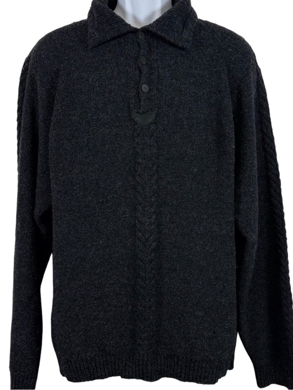 Robert Comstock Endurance Wool Alpaca Blend SzM Gray Textured Knit Pullover Cozy